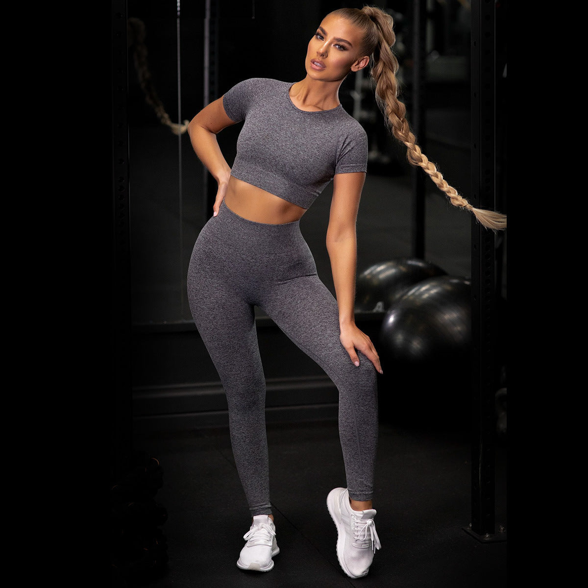 Pure Color Fitness Two-Piece Suit