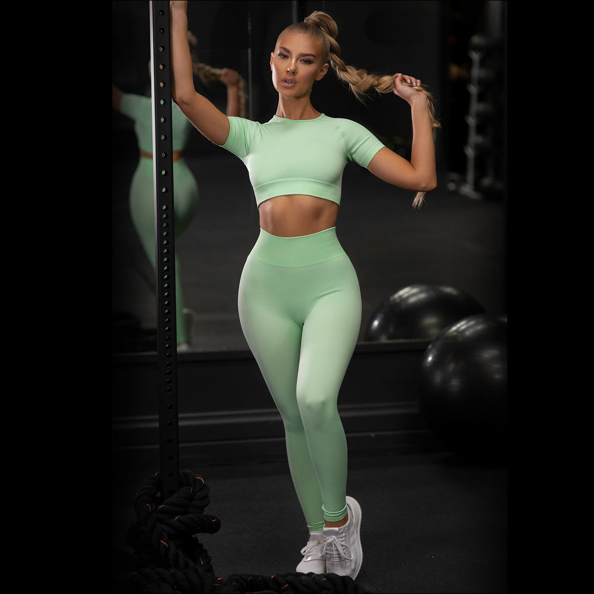 Pure Color Fitness Two-Piece Suit