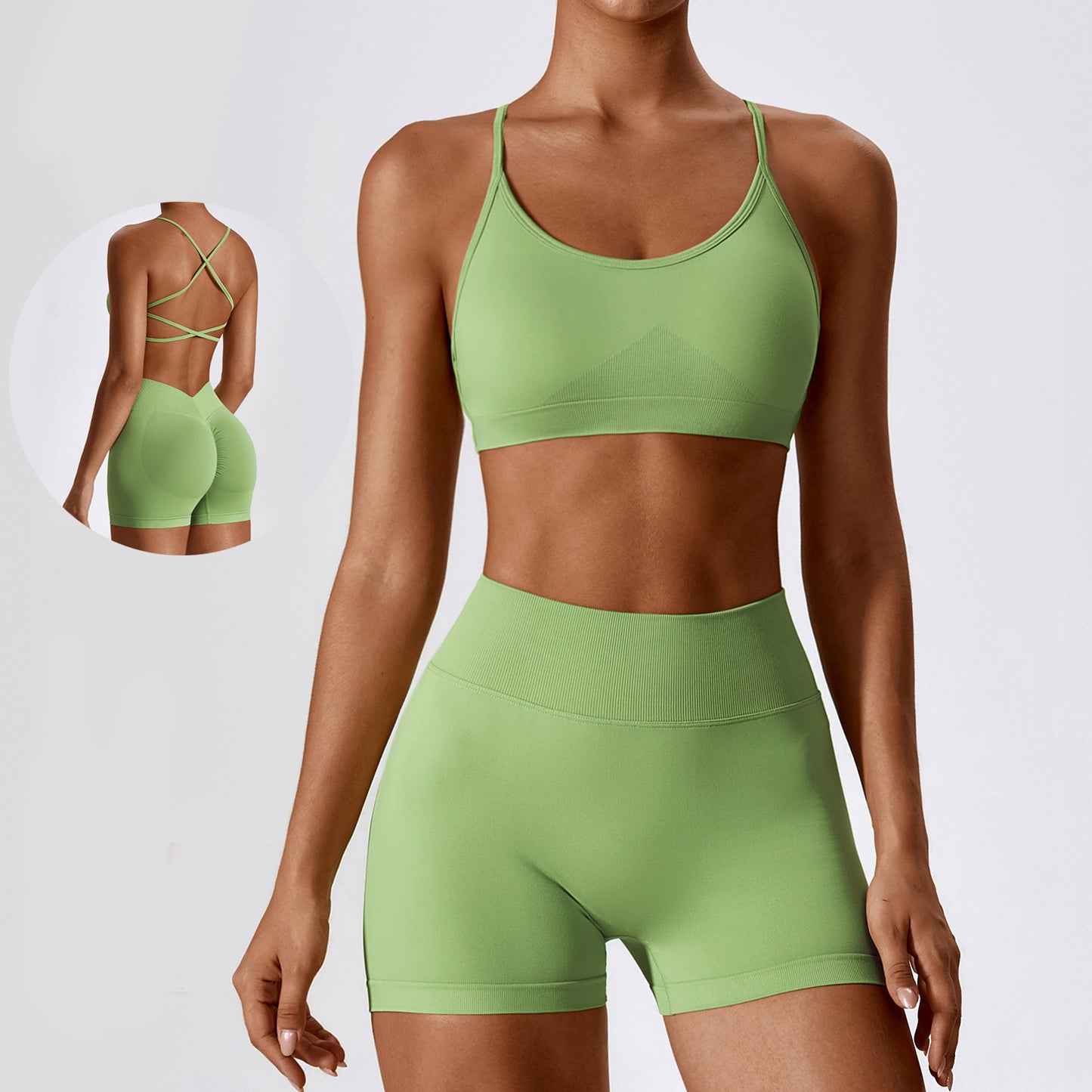 Seamless Open Back Fitness Set